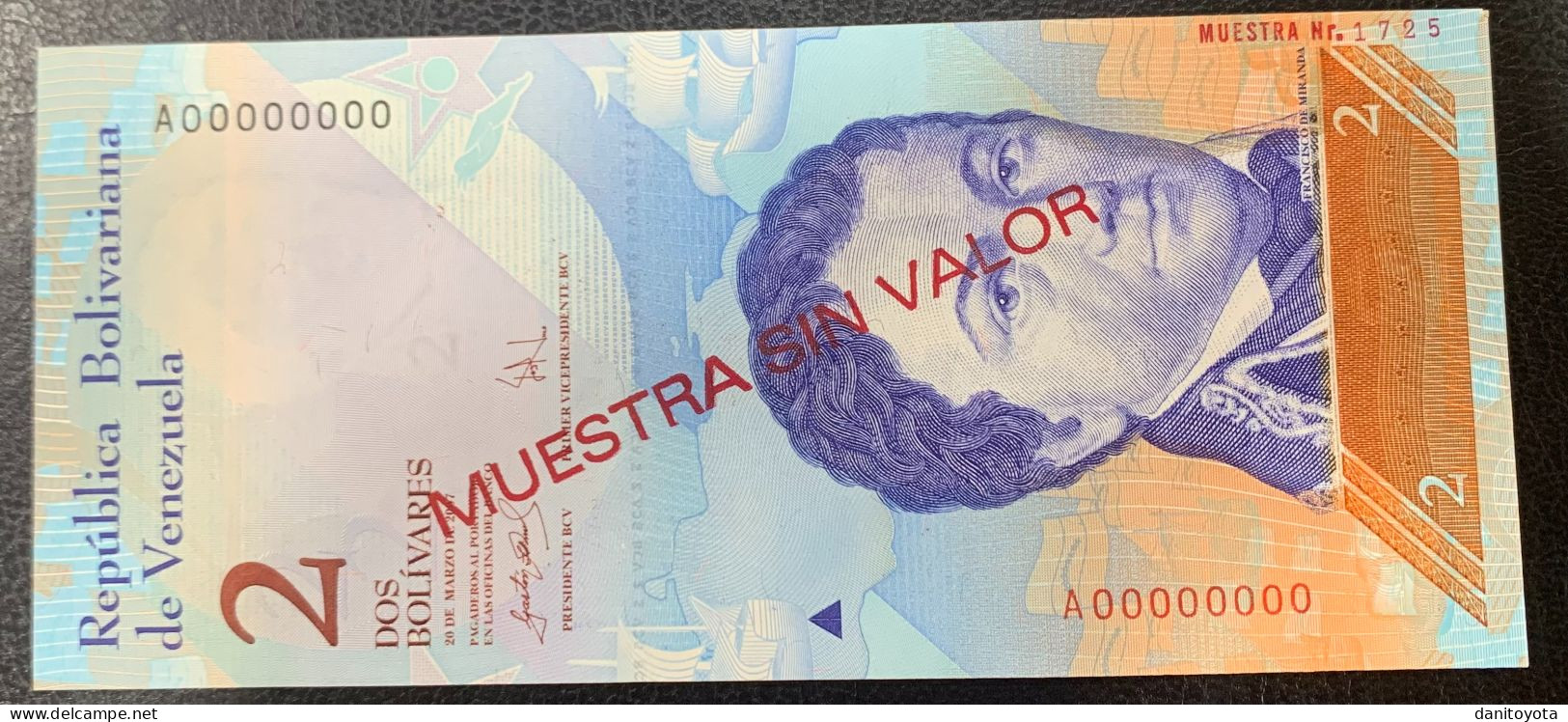 VENEZUELA. 2 BOLIVARES 20 MARZO 2007. SOBRECARGA "MUESTRA SIN VALOR" - Venezuela