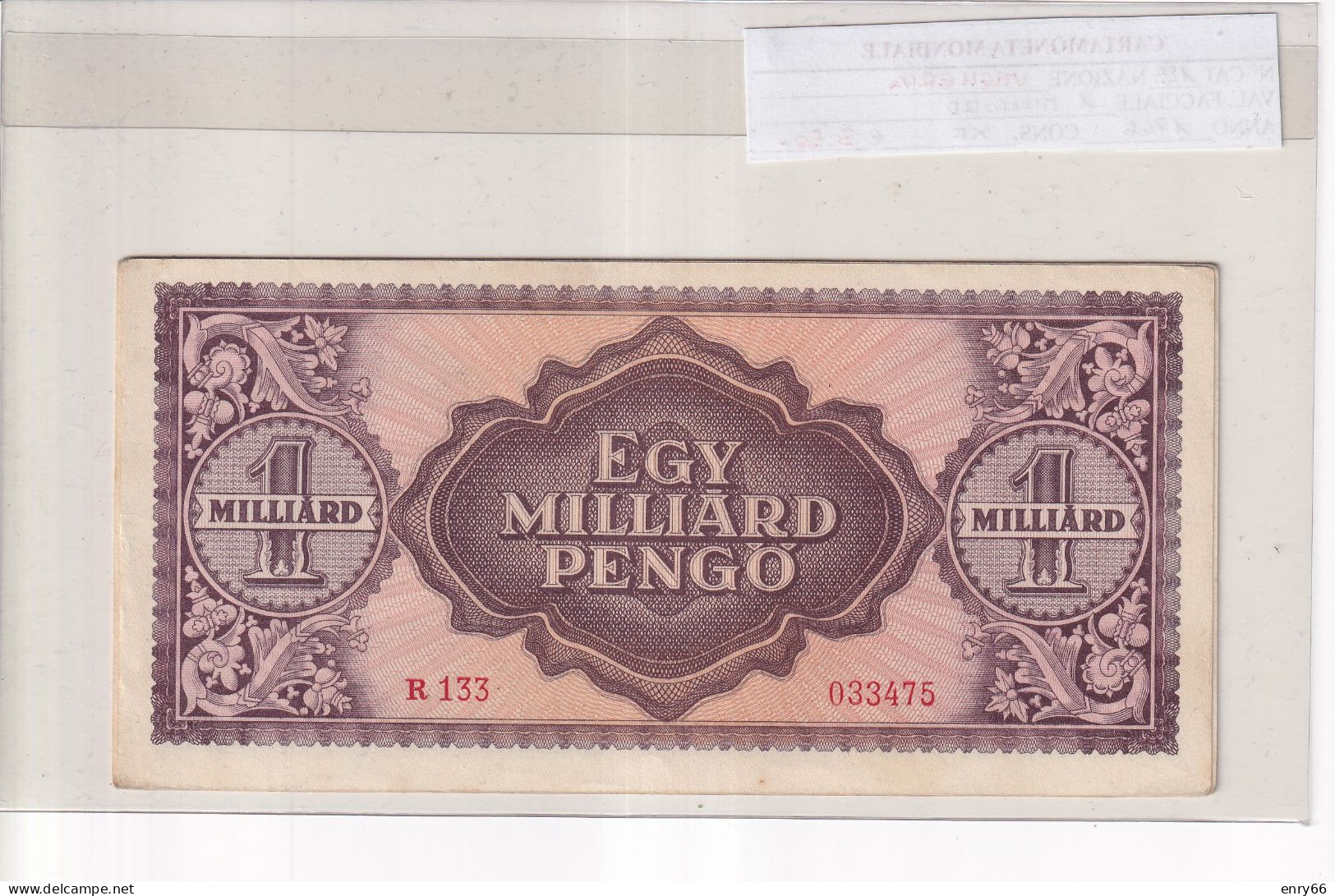 UNGHERIA  1 MILLIARD PENGO 1946  P. 125 - Hongrie