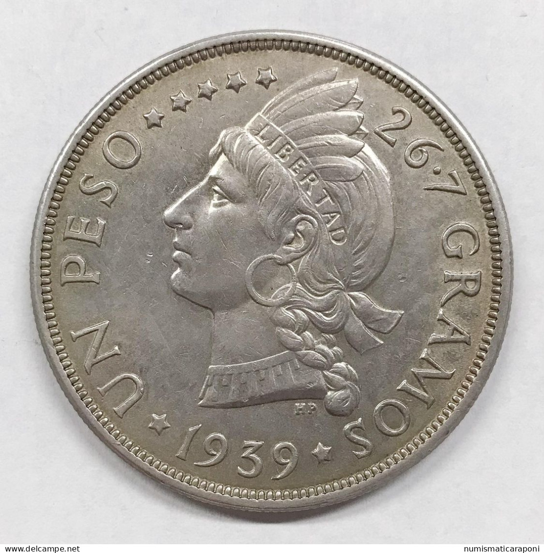 Dominican Republic 1 Peso 1939 Km#22 E.1465 - Dominicana