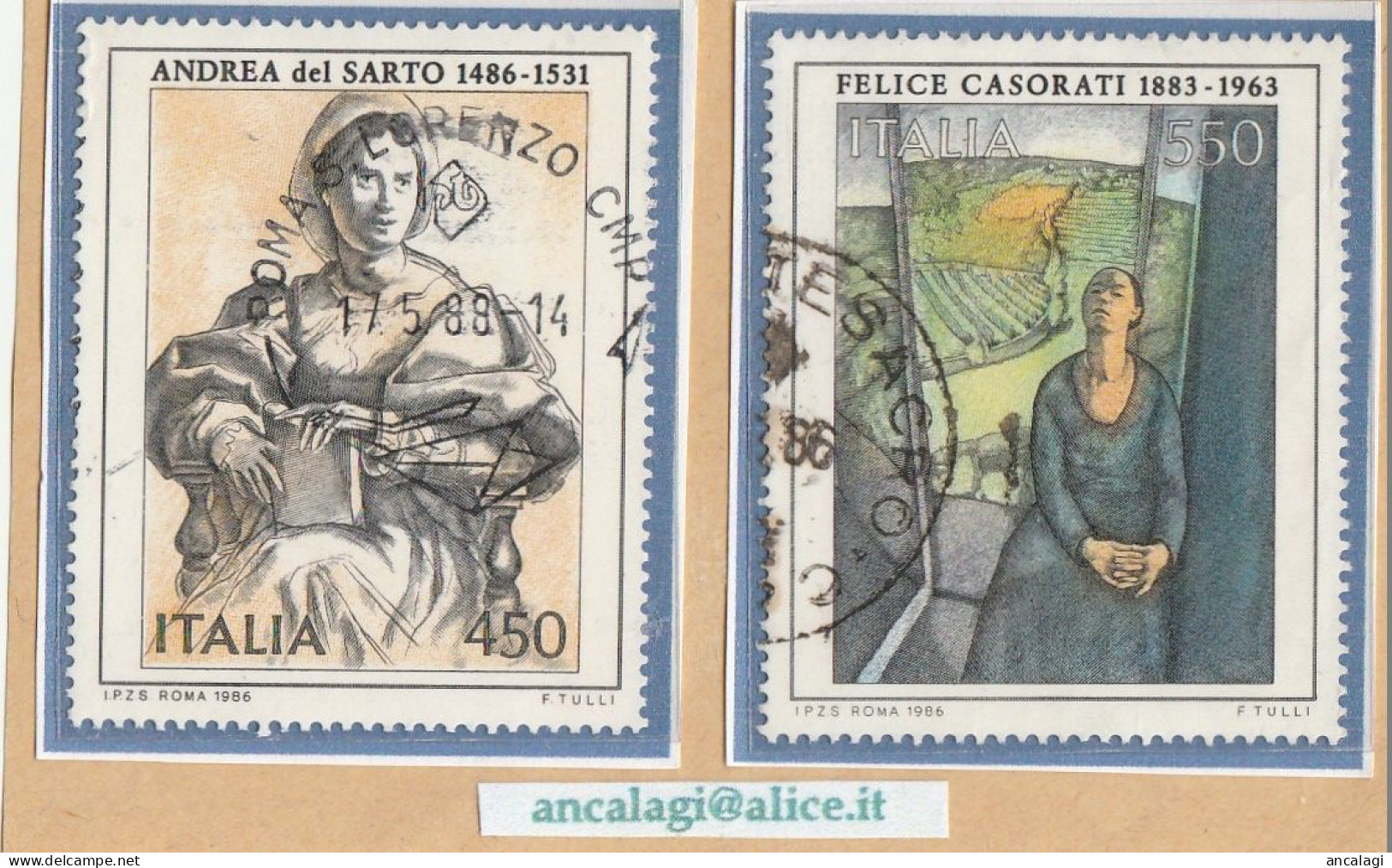 USATI ITALIA 1986 - Ref.0550 "ARTE ITALIANA" Serie Di 2 Val. - - 1981-90: Usati