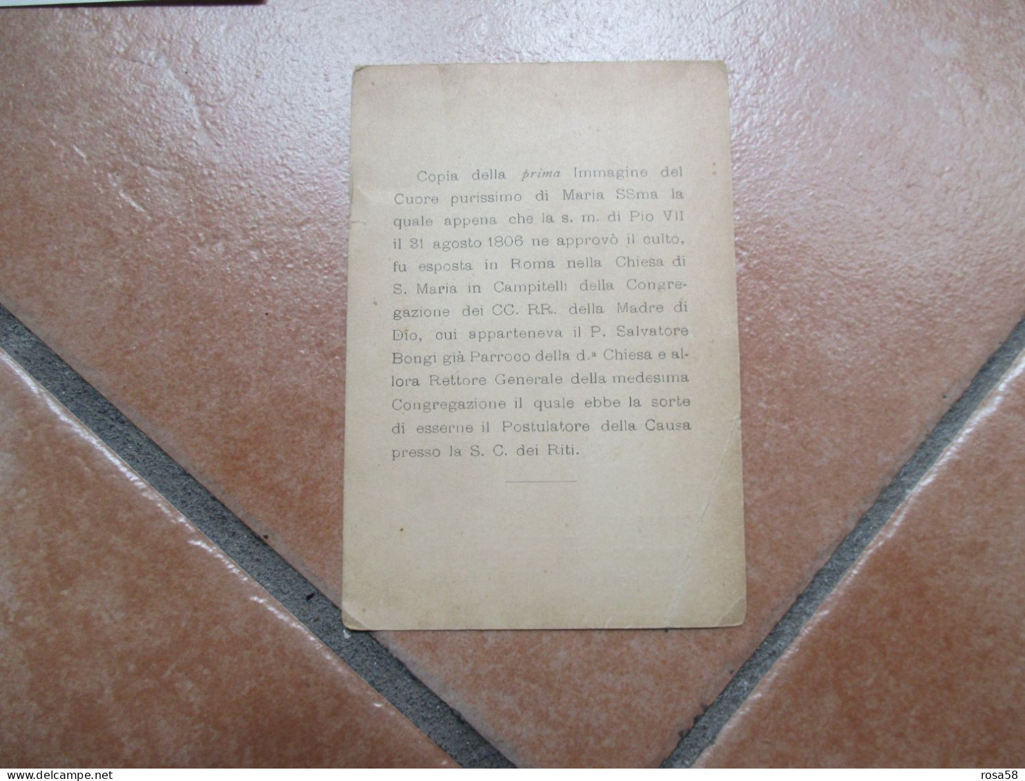 1906 Cuore Purissimo Maria SSMA Centenario Approvazione Culto - Images Religieuses