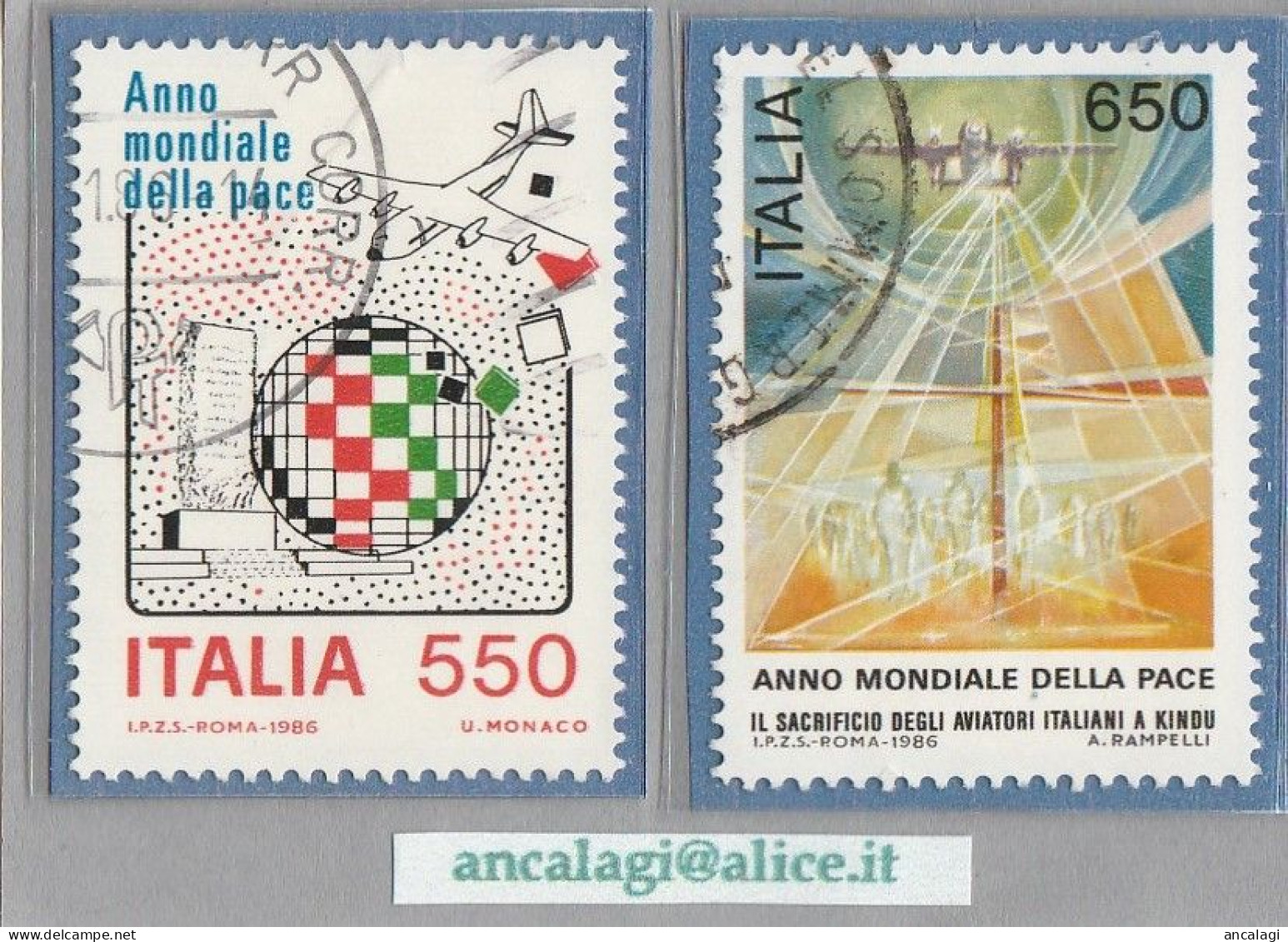 USATI ITALIA 1986 - Ref.0551 "ANNO MONDIALE DELLA PACE" Serie Di 2 Val. - - 1981-90: Usati