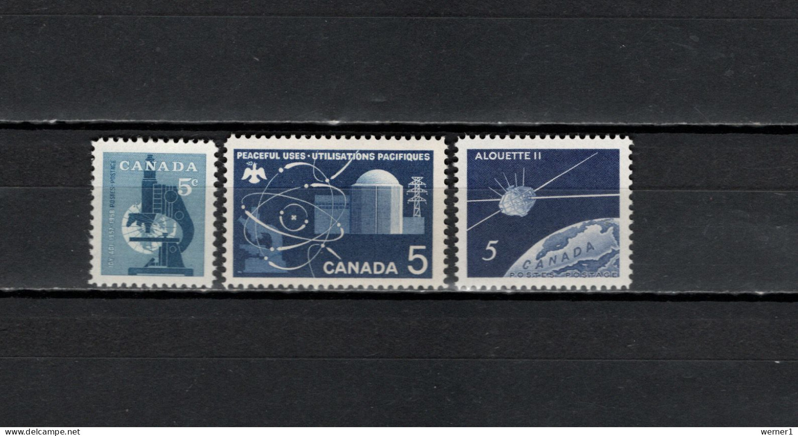 Canada 1958/1966 Space, Int. Geophysical Year, Alouett II Satellite, Nuclear Power 3 Stamps MNH - North  America