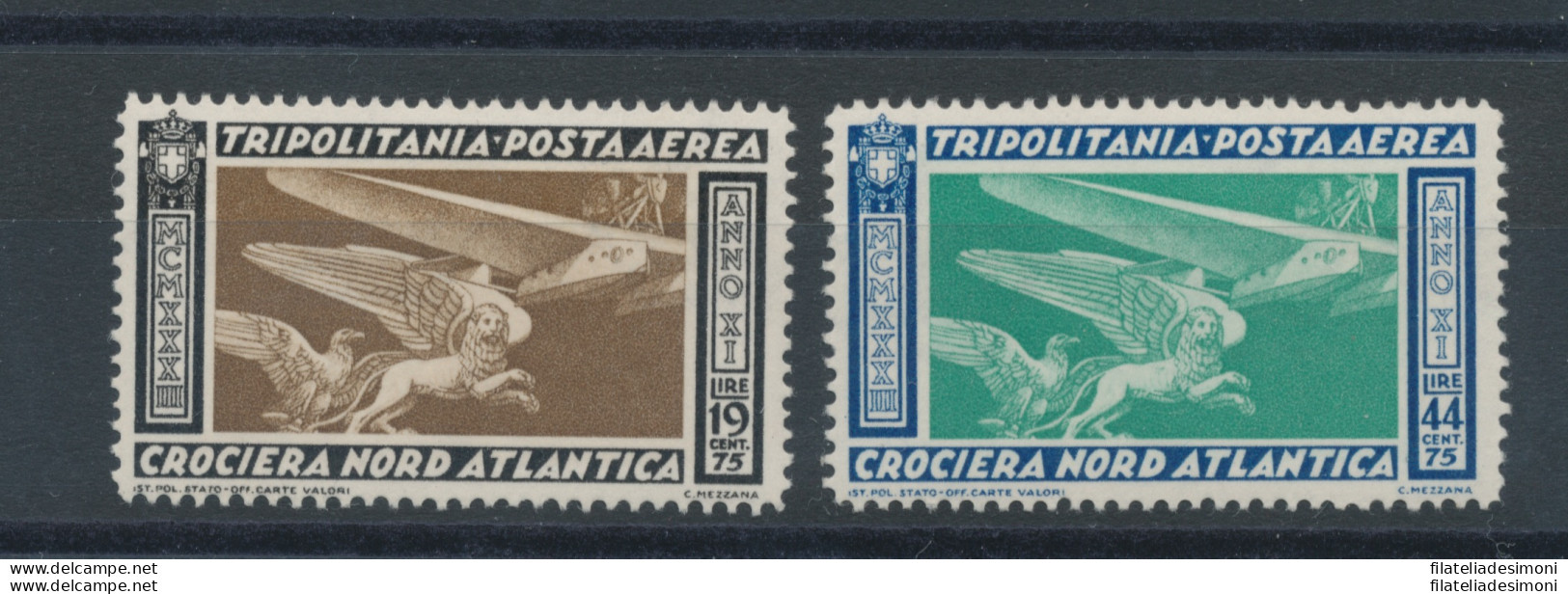 1933 Tripolitania, PA N° 28/29 , Crociera Balbo  2 Valori  MNH** - Tripolitaine