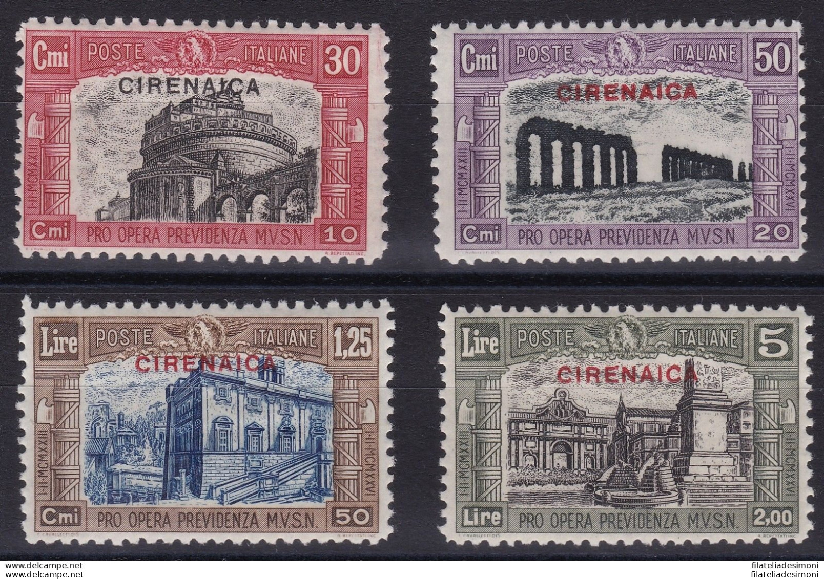 1929 Cirenaica, N° 49/52  Milizia II  4 Valori  MNH/** - Cirenaica