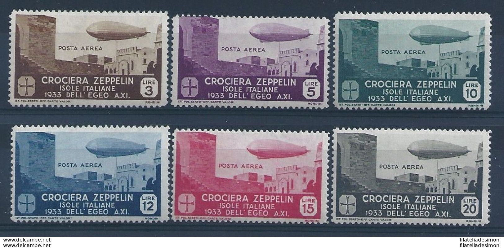 1933 EGEO, PA 22/27 Zeppelin 6 Valori  MNH** - Autres & Non Classés