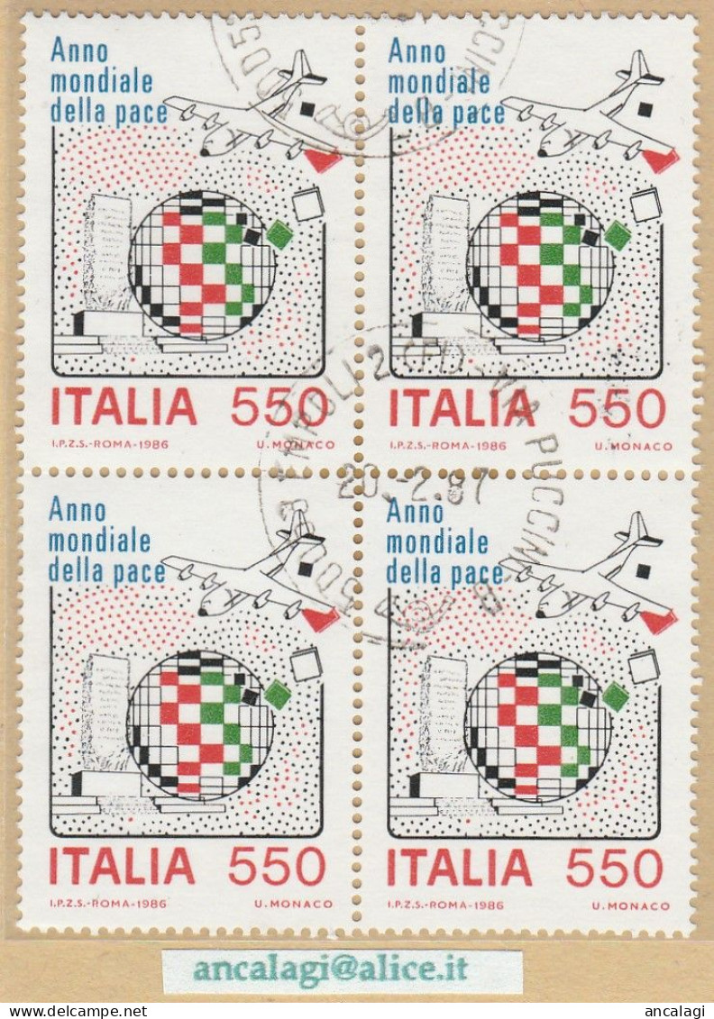 USATI ITALIA 1986 - Ref.0551B "ANNO MONDIALE DELLA PACE" 1 Val. In Quartina - - 1981-90: Oblitérés