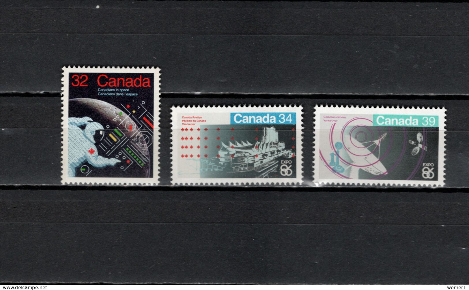 Canada 1985/1986 Space, Canadian Astronaut, Expo 86, 3 Stamps MNH - Nordamerika