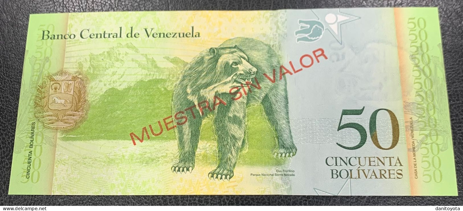 VENEZUELA. 50 BOLIVARES 20 MARZO 2007. SOBRECARGA "MUESTRA SIN VALOR" - Venezuela