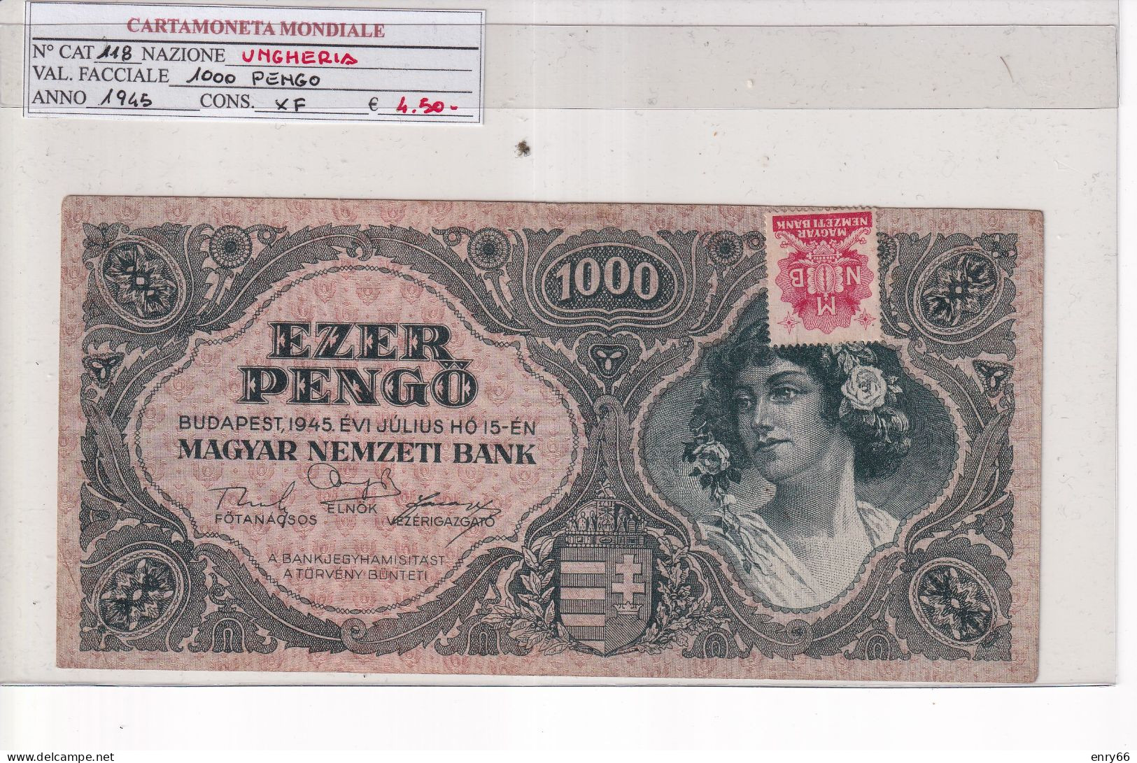 UNGHERIA  1000 PENGO 1945  P. 118 - Hongrie