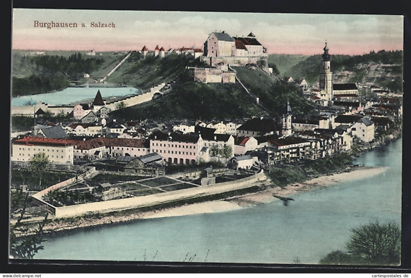 AK Burghausen A. Salzach, Teilansicht Mit Schloss  - Burghausen