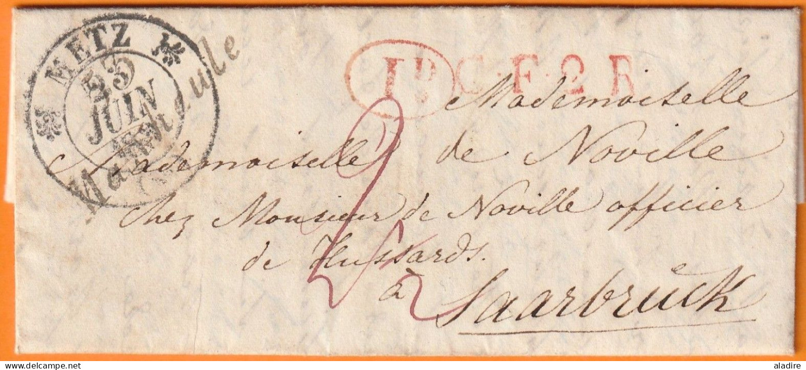 1831 ? - CURSIVE 53 MANHEULE, Meuse Sur Lettre Amicale De 3 P Vers SAARBRUCKEN, Saar, Allemagne Via METZ - 1801-1848: Précurseurs XIX