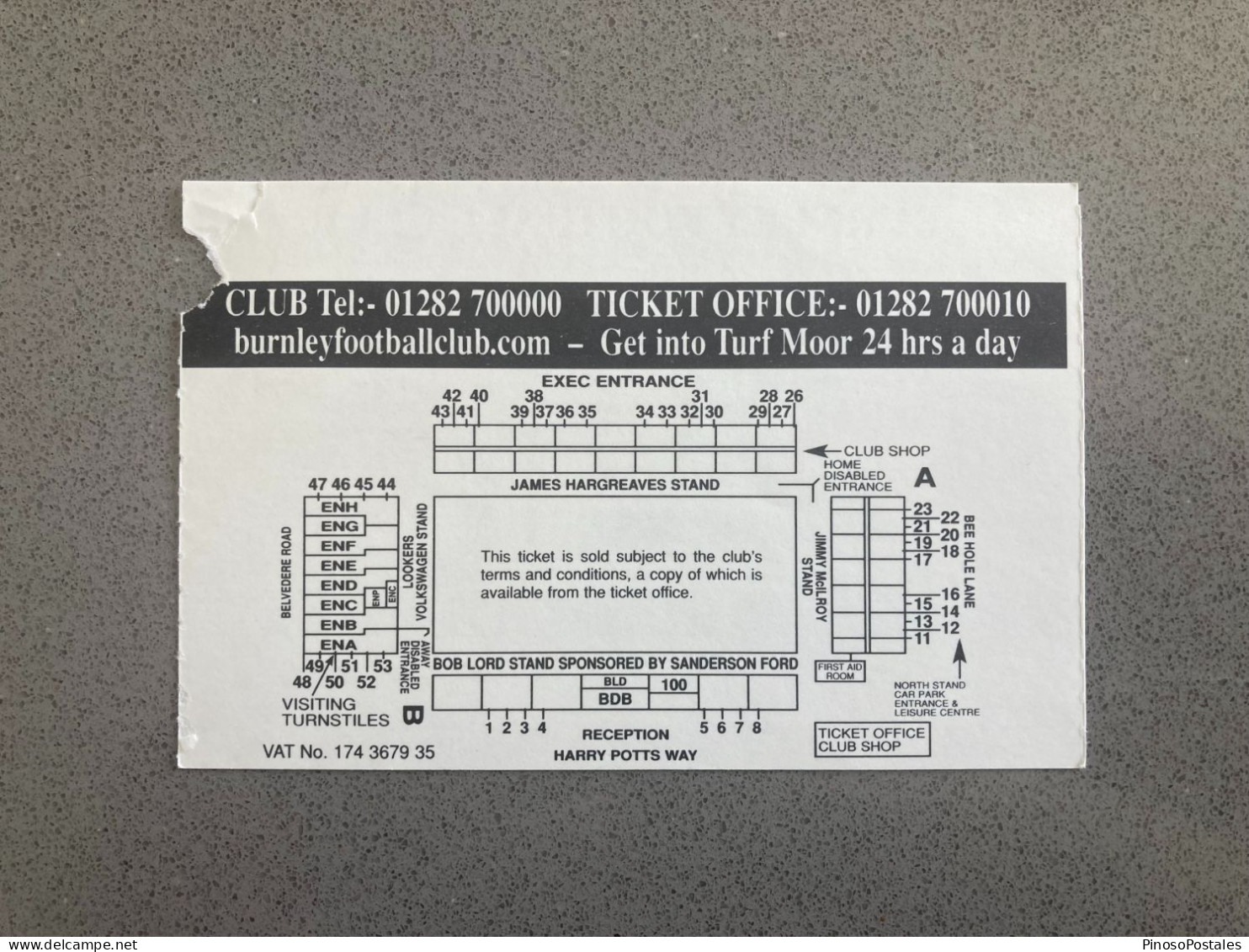 Burnley V Millwall 2001-02 Match Ticket - Match Tickets