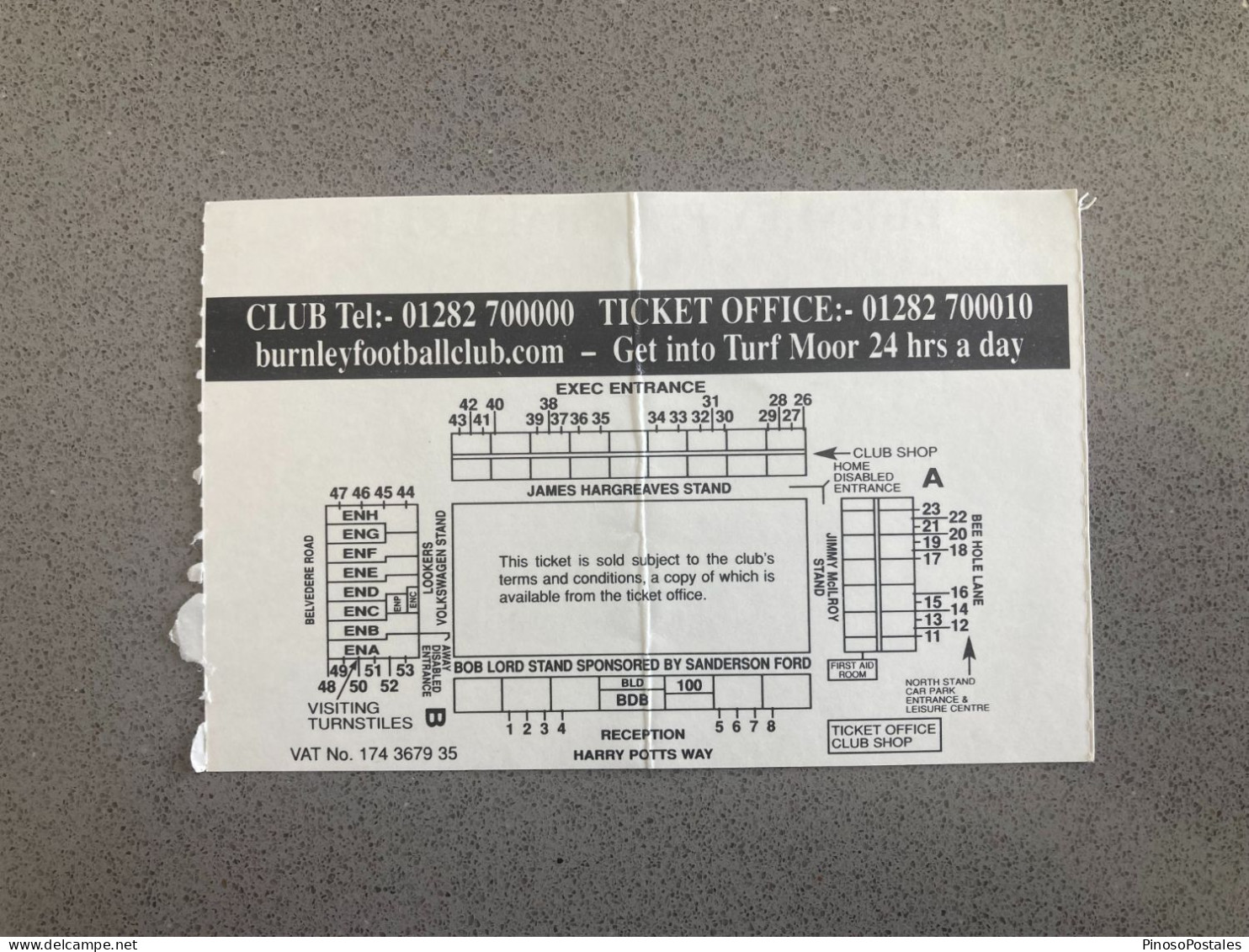 Burnley V Walsall 2001-02 Match Ticket - Tickets & Toegangskaarten