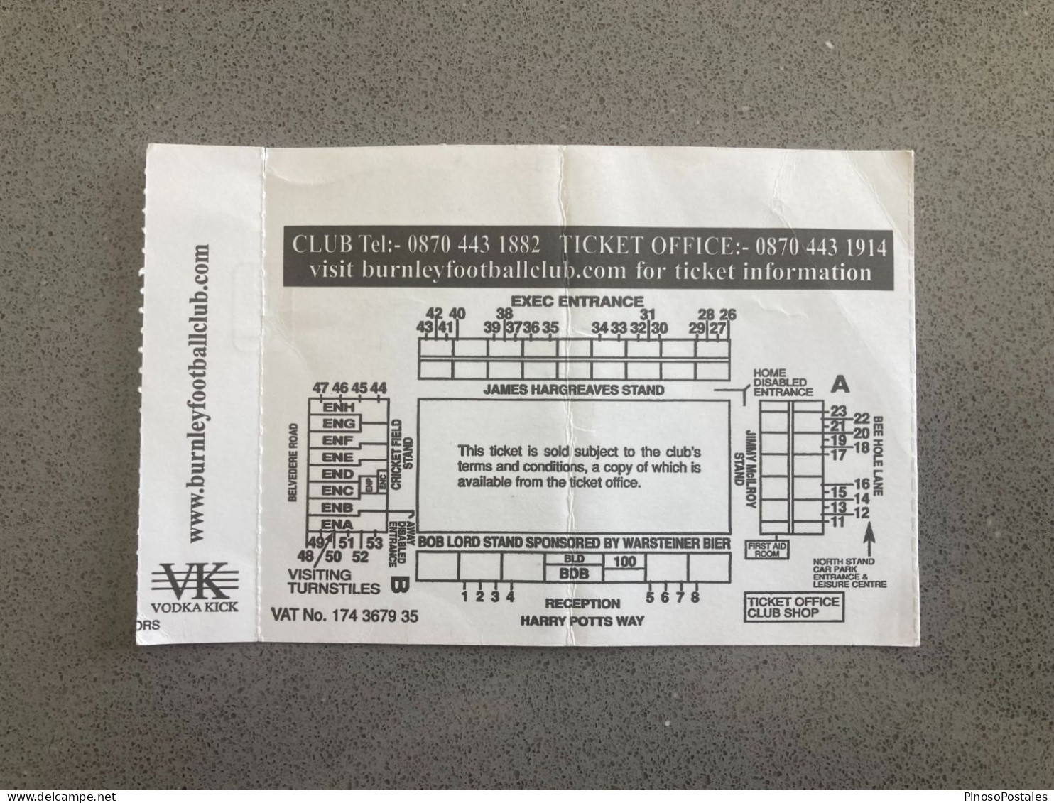 Burnley V Sunderland 2003-04 Match Ticket - Tickets & Toegangskaarten