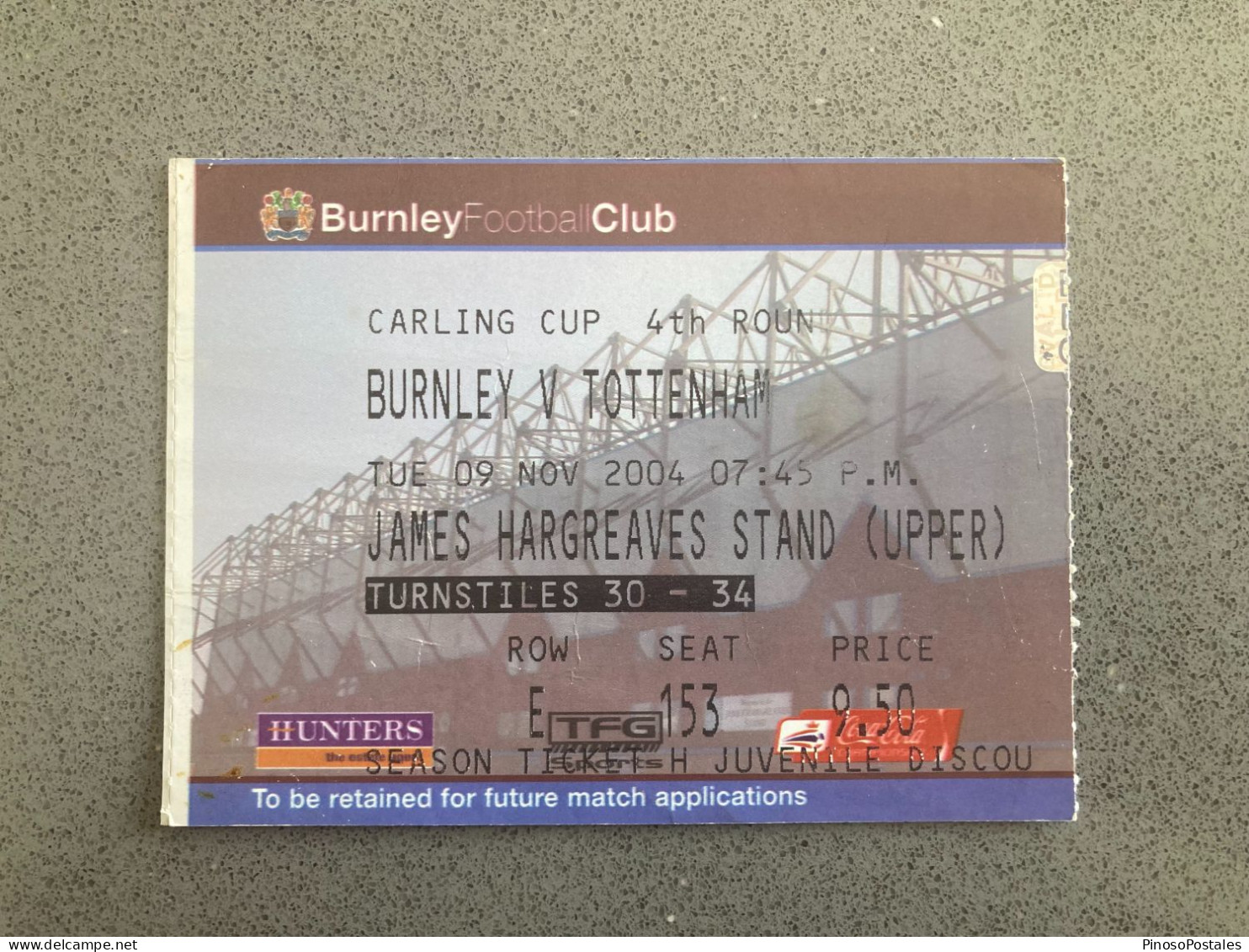 Burnley V Tottenham Hotspur 2004-05 Match Ticket - Tickets & Toegangskaarten