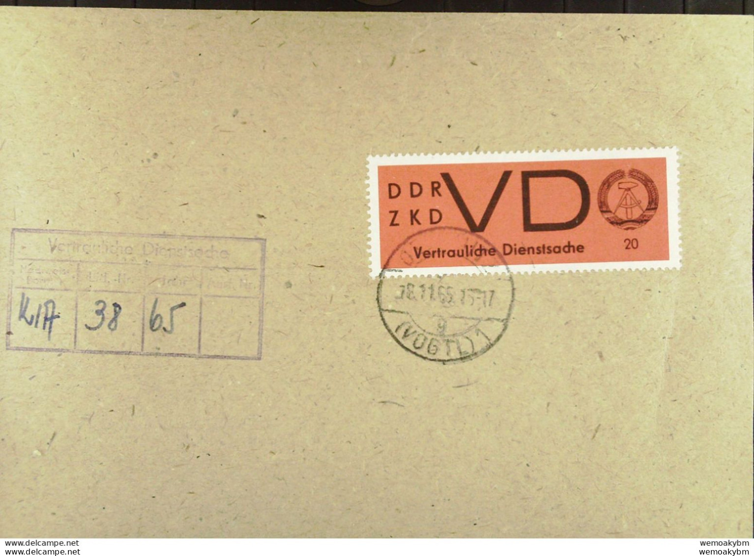 DDR: ZKD-Paketausschnitt Mit Roter VD-Marke Und Eingangsstempel Vom 18.11.65  Knr: D 3y - Covers & Documents