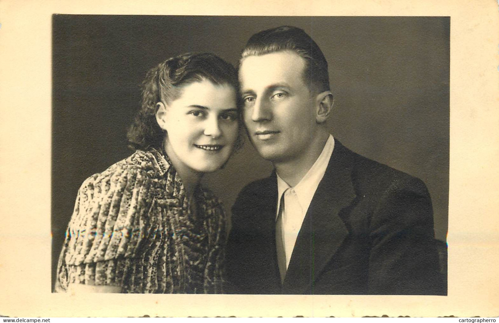 Family Social History Marriage Wedding Souvenir Photo  Joy Couple Elegance 1942 - Marriages