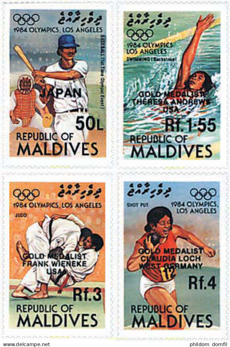 728907 HINGED MALDIVAS 1985 23 JUEGOS OLIMPICOS VERANO LOS ANGELES 1984 - Maldivas (1965-...)