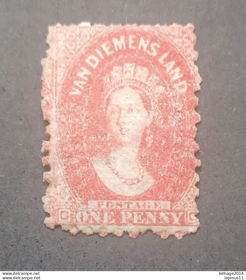 VAN DIEMEN S LAND TASMANIA 1864 QUEEN VICTORIA CAT GIBBONS N 55 VERY RARE VARIETY PERF 11 1/2 X 9 1/2 - Usados