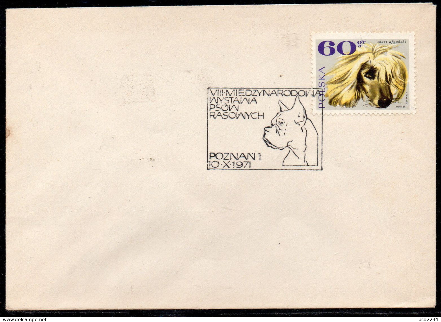 POLAND 1971 VIII INTERNATIONAL PEDIGREE DOG SHOW POZNAN SPECIAL CANCEL ON COVER DOGS BULLDOG POLISH - Honden