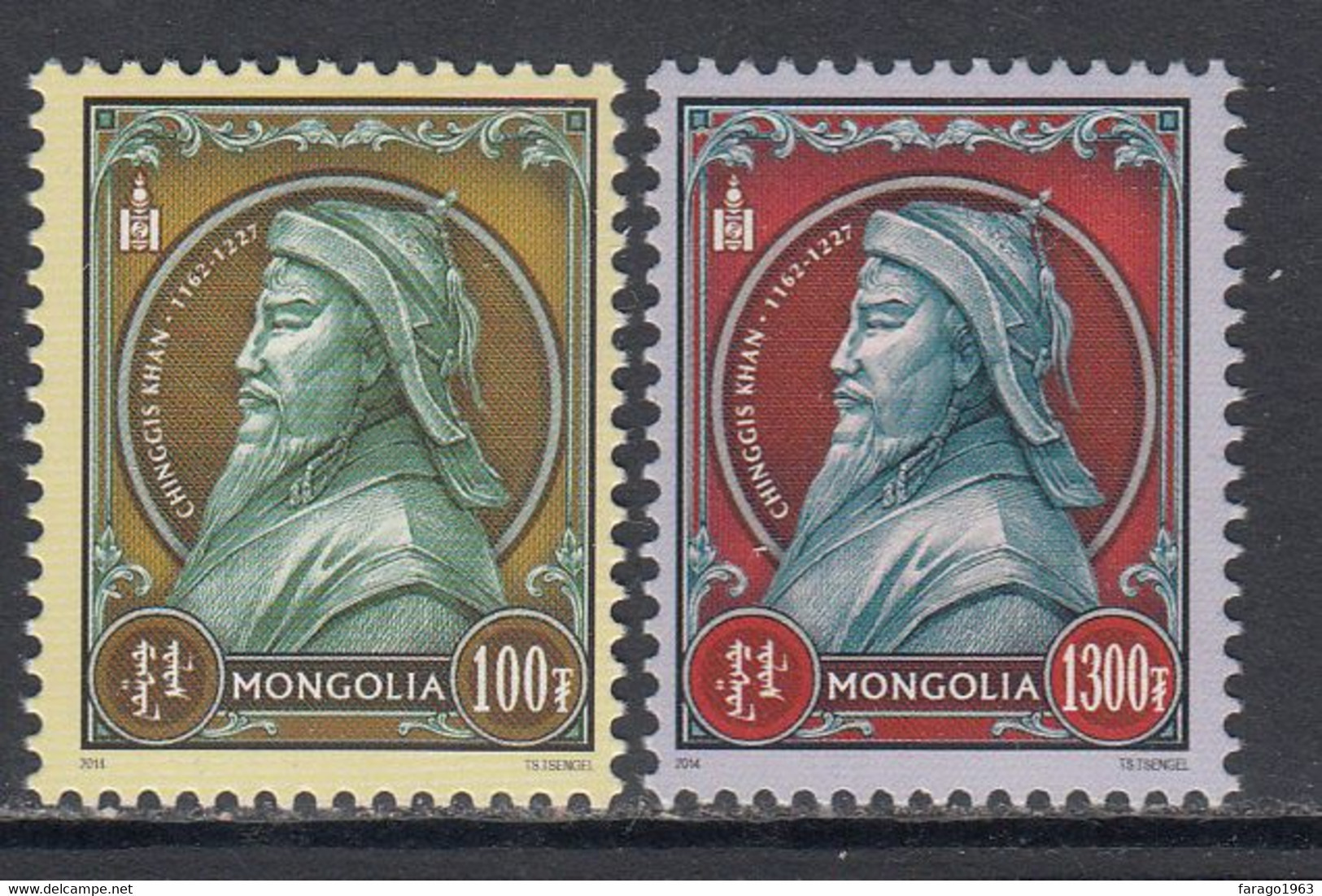 2014 Mongolia Genghis Khan Complete Set Of 2 MNH - Mongolia