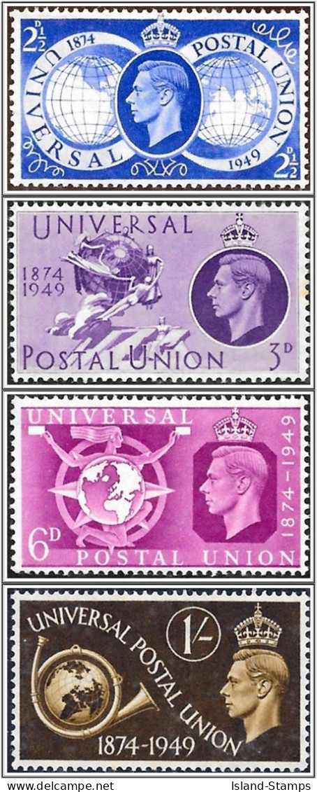 KGVI SG499-502 1949 U.P.U. Stamp Set Very Light Mounted Mint - Unused Stamps