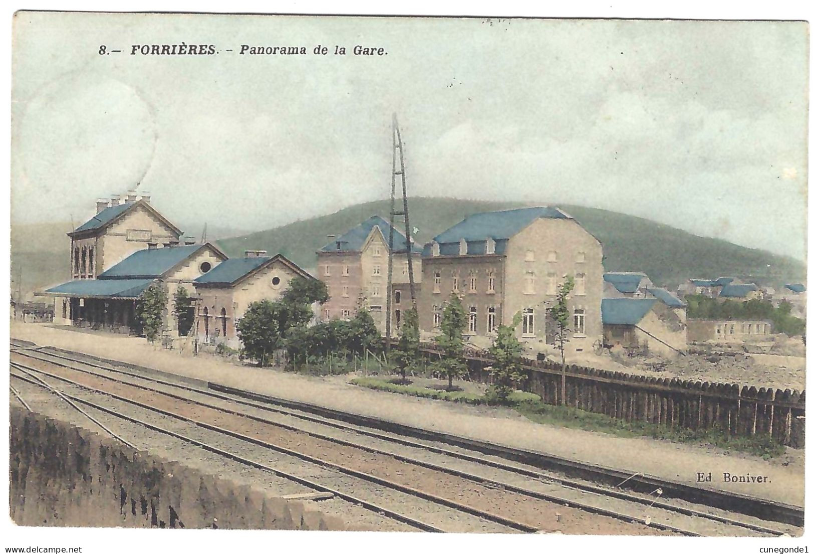 CPA FORRIERES : Panorama De La Gare ( Côté Voies ) RARE - Couleur - Circulée En 1912 - Ed. Boniver - 2 Scans - Nassogne