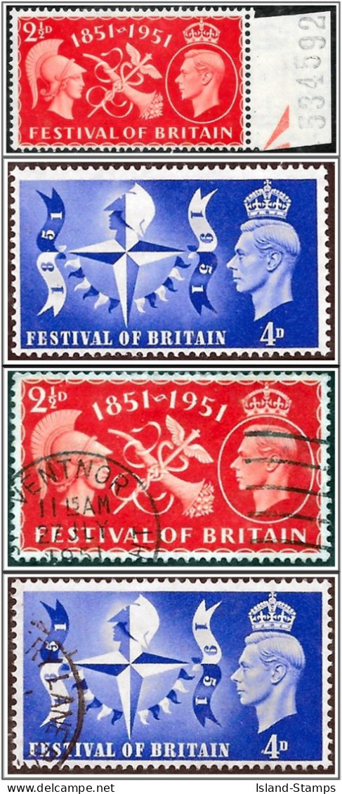 KGVI SG513-514 1951 Festival Of Britain Stamp Sets Mint & Used - Neufs