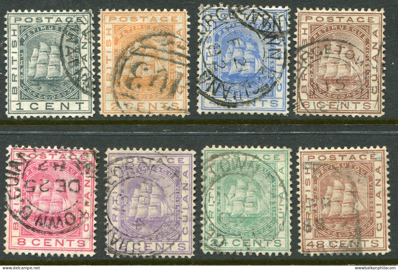 1876 British Guiana Wmk CC Perf 14 Used To 48c Sg 126/133 - Guyana Britannica (...-1966)
