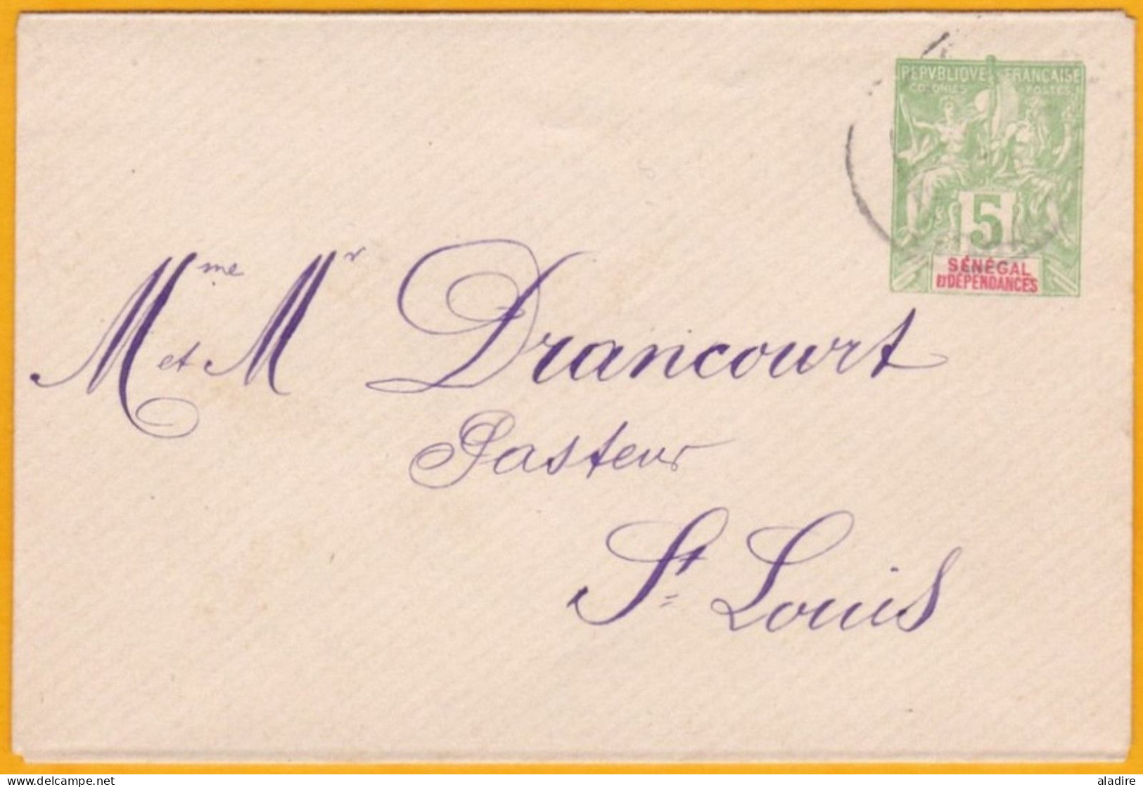 1901 Entier Enveloppe Mignonnette Type Groupe 5 Centimes Vers Saint Louis Du Sénégal - Cartas & Documentos