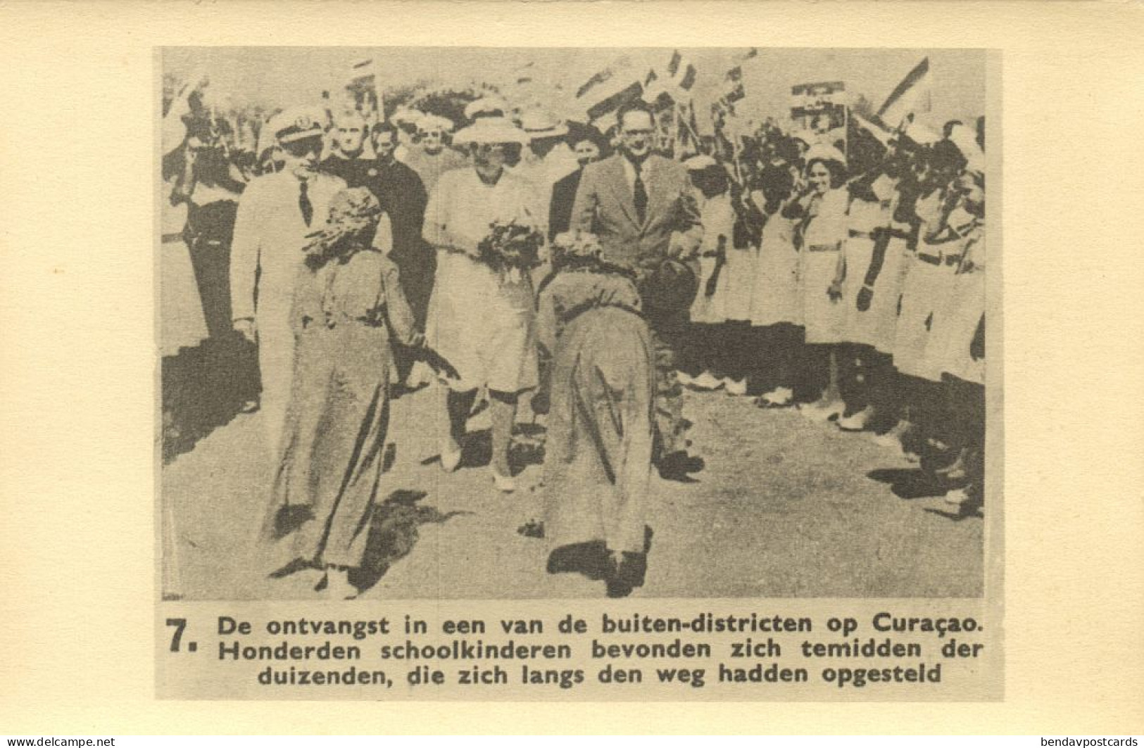 Curacao, WILLEMSTAD, Schoolchildren Welcome Princess Juliana (1944) - Curaçao