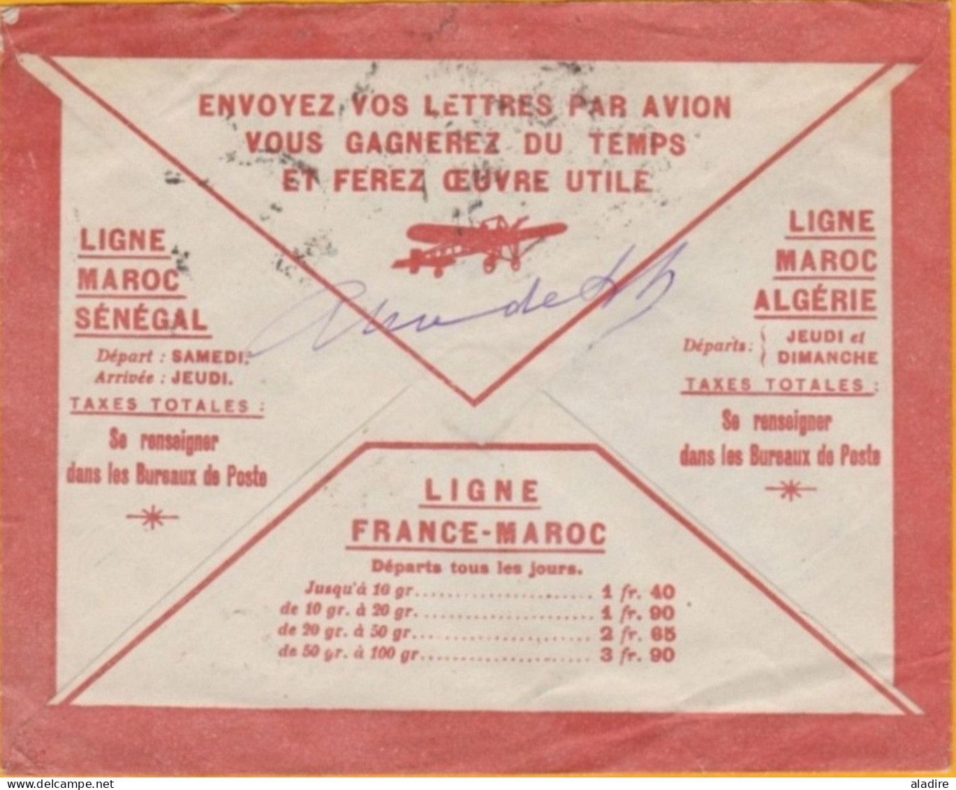 1929 - Maroc Précurseur Avion - Enveloppe De Rabat Vers Paris, France - Compagnie Générale Aéropostale - Luchtpost