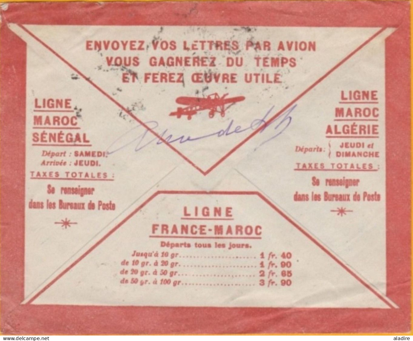 1929 - Maroc Précurseur Avion - Enveloppe De Rabat Vers Paris, France - Compagnie Générale Aéropostale - Airmail