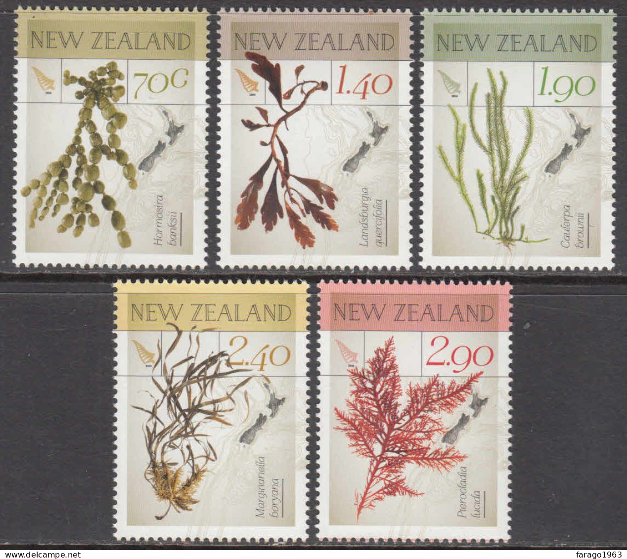 2014 New Zealand Seaweeds Plants  Complete Set Of 5 MNH @ BELOW FACE VALIE - Unused Stamps