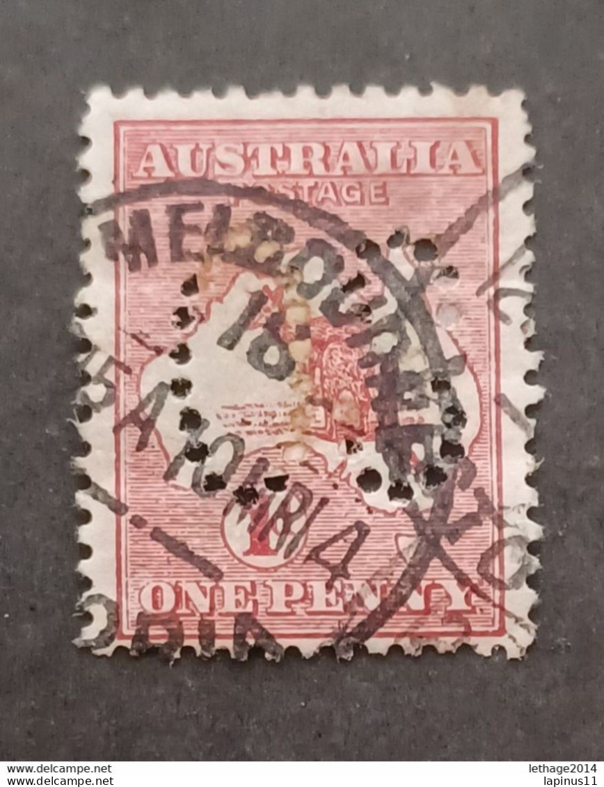 AUSTRALIA 1913 KANGAROO PERFIN LARGE OS - Perforadas