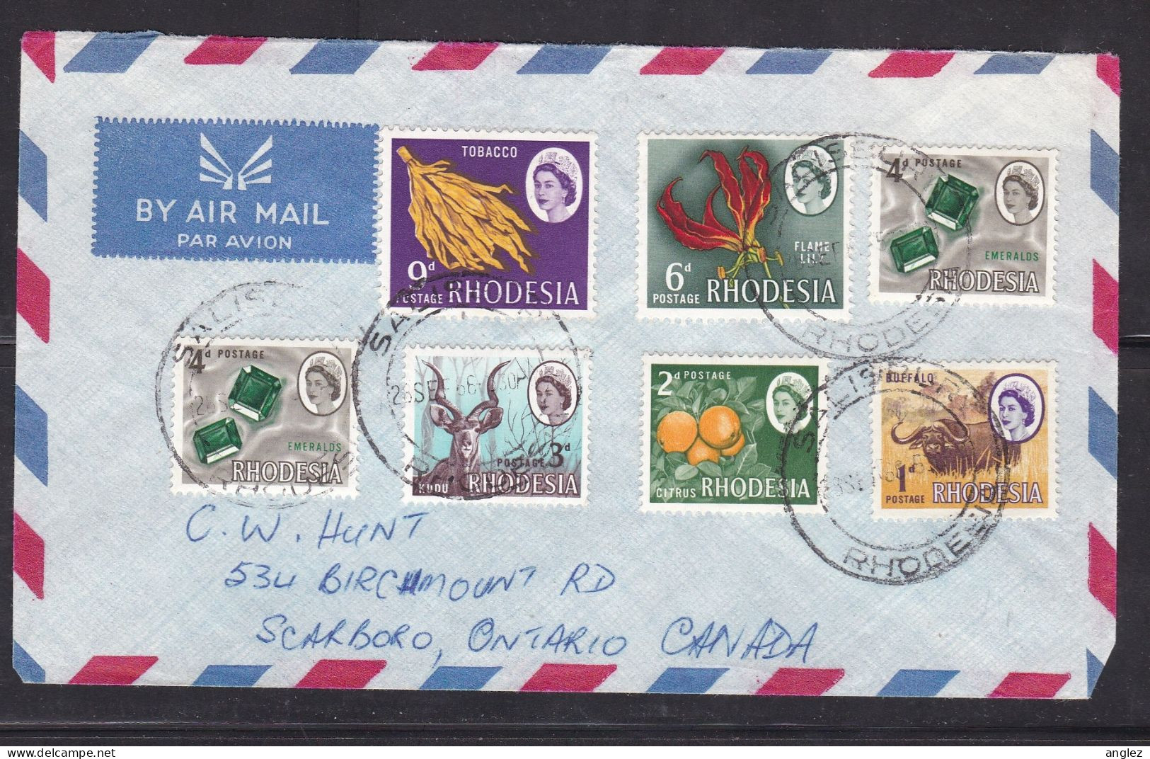 Rhodesia - 1968 Airmail Cover Salisbury To Canada - Multiple Franking - Rhodésie (1964-1980)