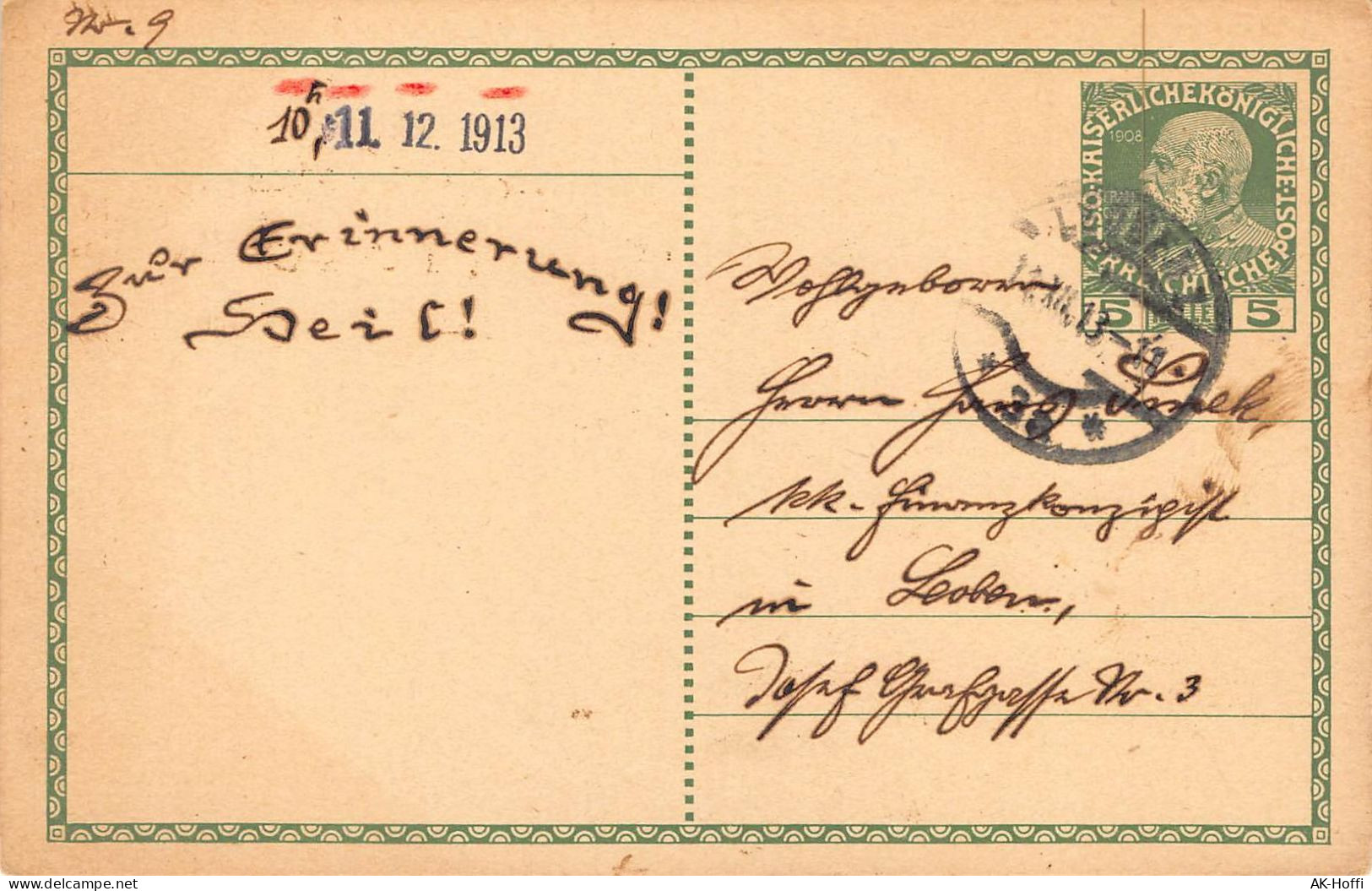 Ganzsache Österreich Gelaufen 1913 - Briefkaarten