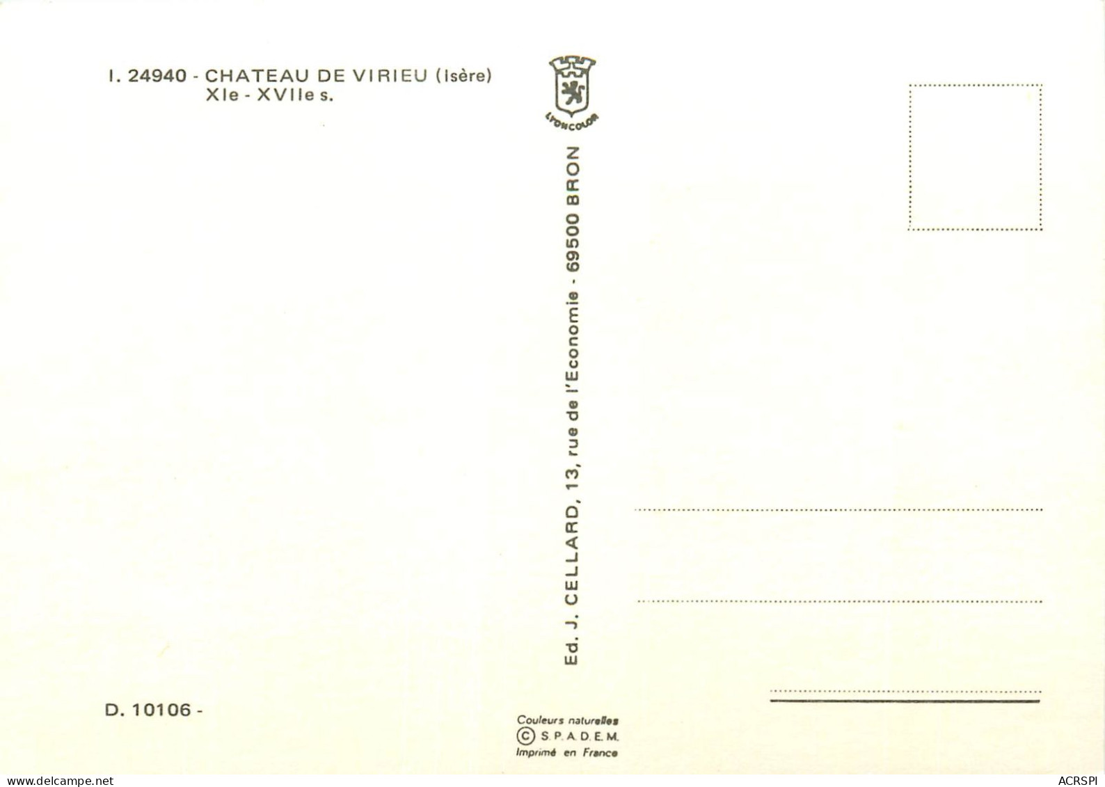 ISERE CHATEAU DE VIRIEU (scan Recto-verso) KEVREN0468 - Virieu