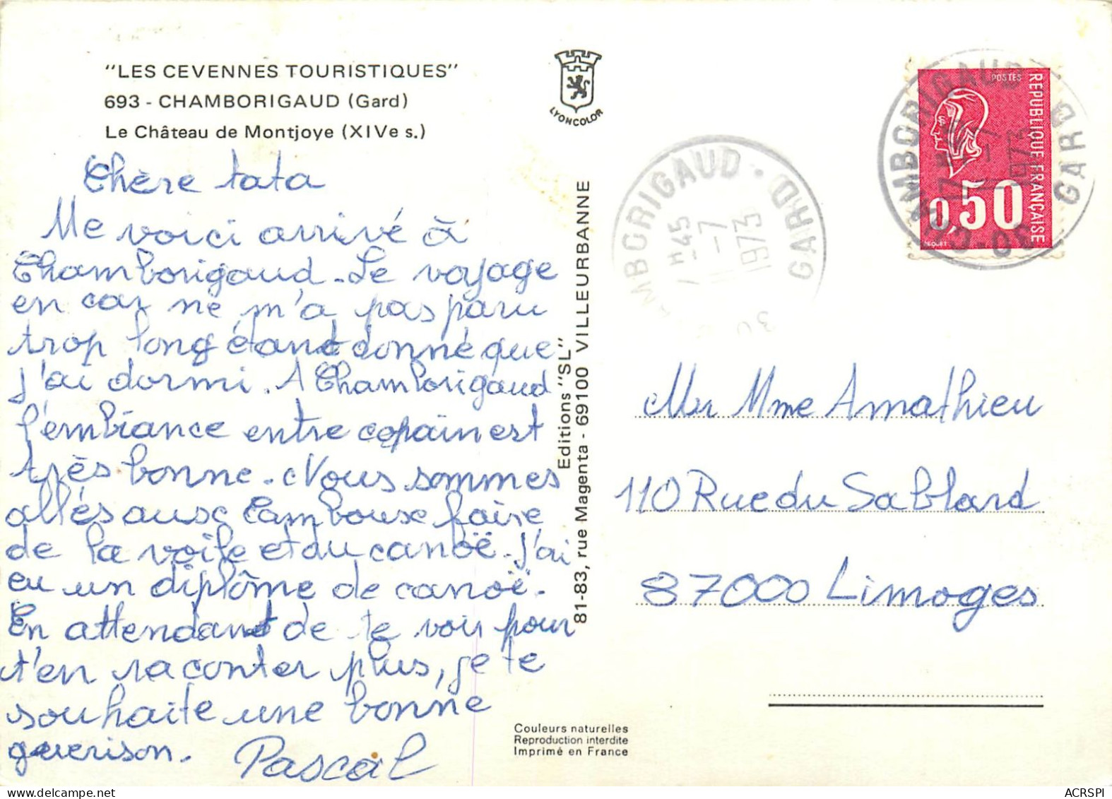 GARD CHAMBORIGAUD LE CHATEAU DE MONTJOYE(scan Recto-verso) KEVREN0492 - Chamborigaud