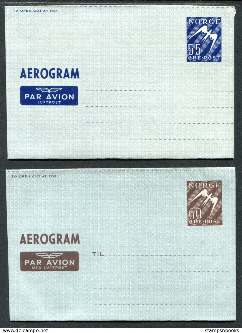 Norway 5 X Aerogram, 40ore 45ore 55ore 60ore 65ore Par Avion, Mint Unused - Entiers Postaux