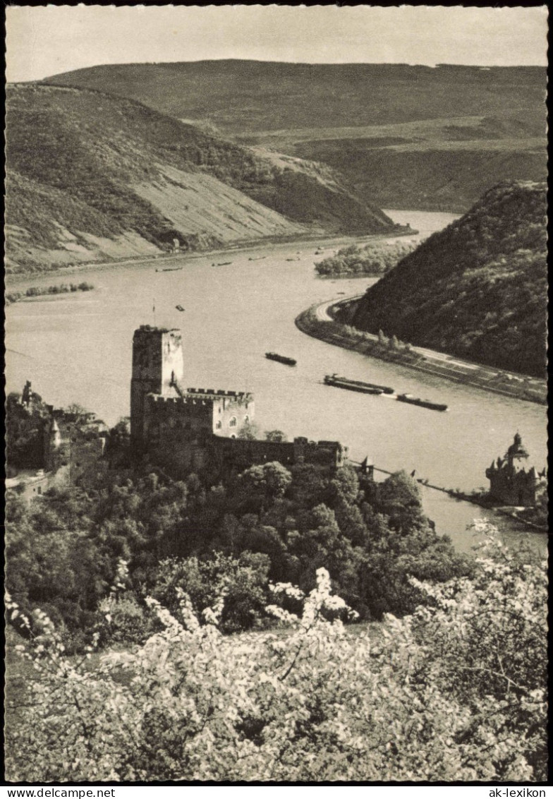 Ansichtskarte Kaub Burg Gutenfels Rhein Schiffe 1950 - Kaub
