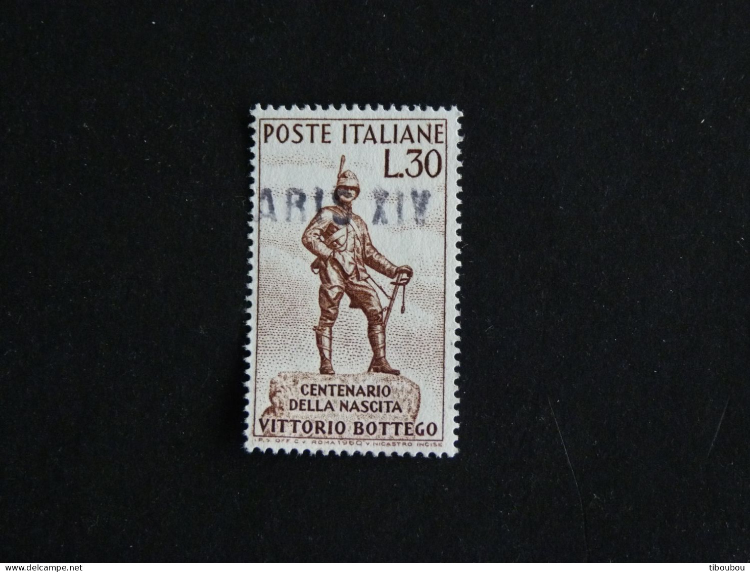 ITALIE ITALIA YT 821 OBLITERE - EXPLORATEUR VITTORIO BOTTEGO - GRIFFE LINEAIRE PARIS XIV - 1946-60: Used