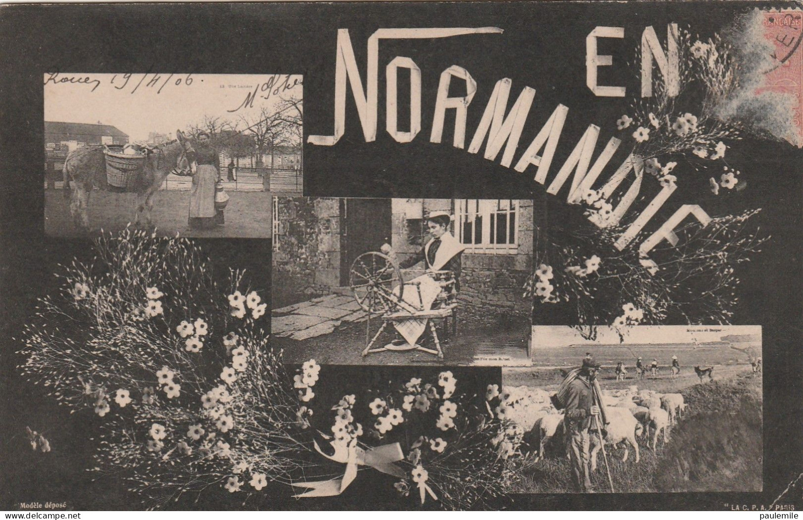 CPA   SOUVENIR EN NORMANDIE   SO  27  ECRITE - Greetings From...