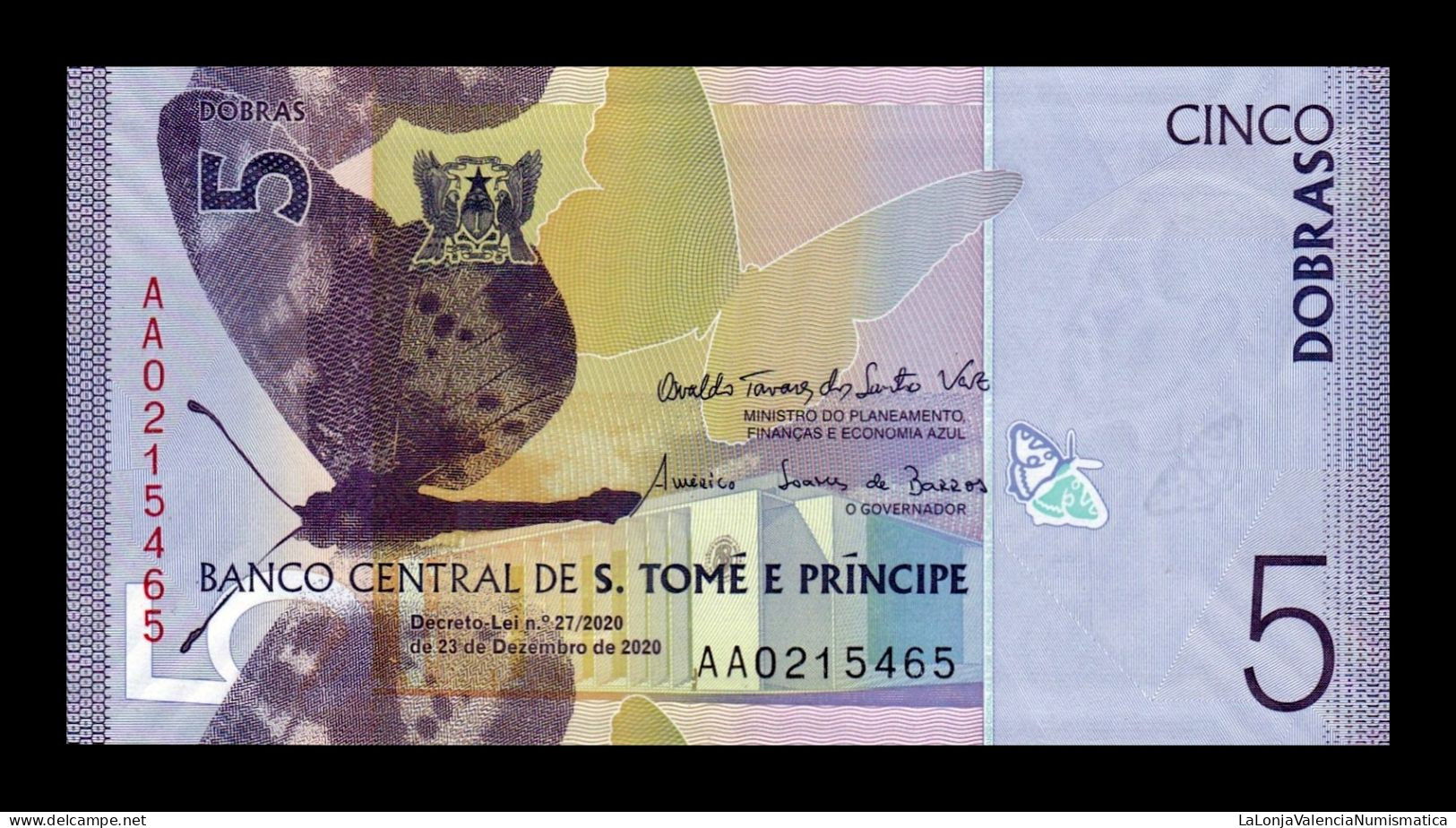 Santo Tomé Y Príncipe Saint Thomas & Prince 5 Dobras 2020 Pick 76 Paper Sc Unc - Sao Tome En Principe