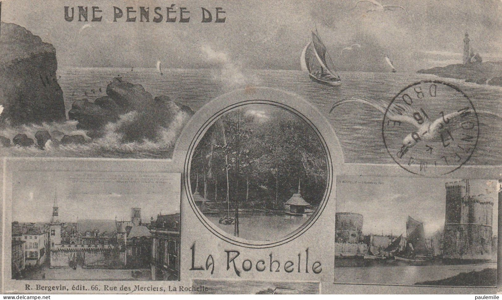 CPA   SOUVENIR UNBE PENSEE DE LA  ROCHELLE      SO  27  ECRITE 1916 - Greetings From...