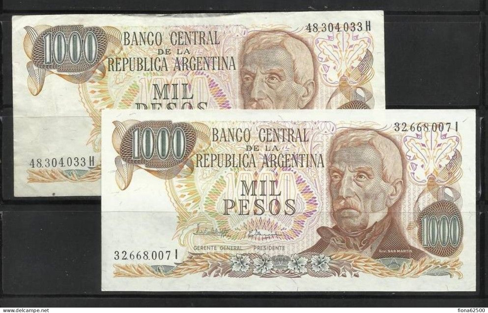 ARGENTINE . LOT DE DEUX BILLETS DE 1000 PESOS . - Argentine