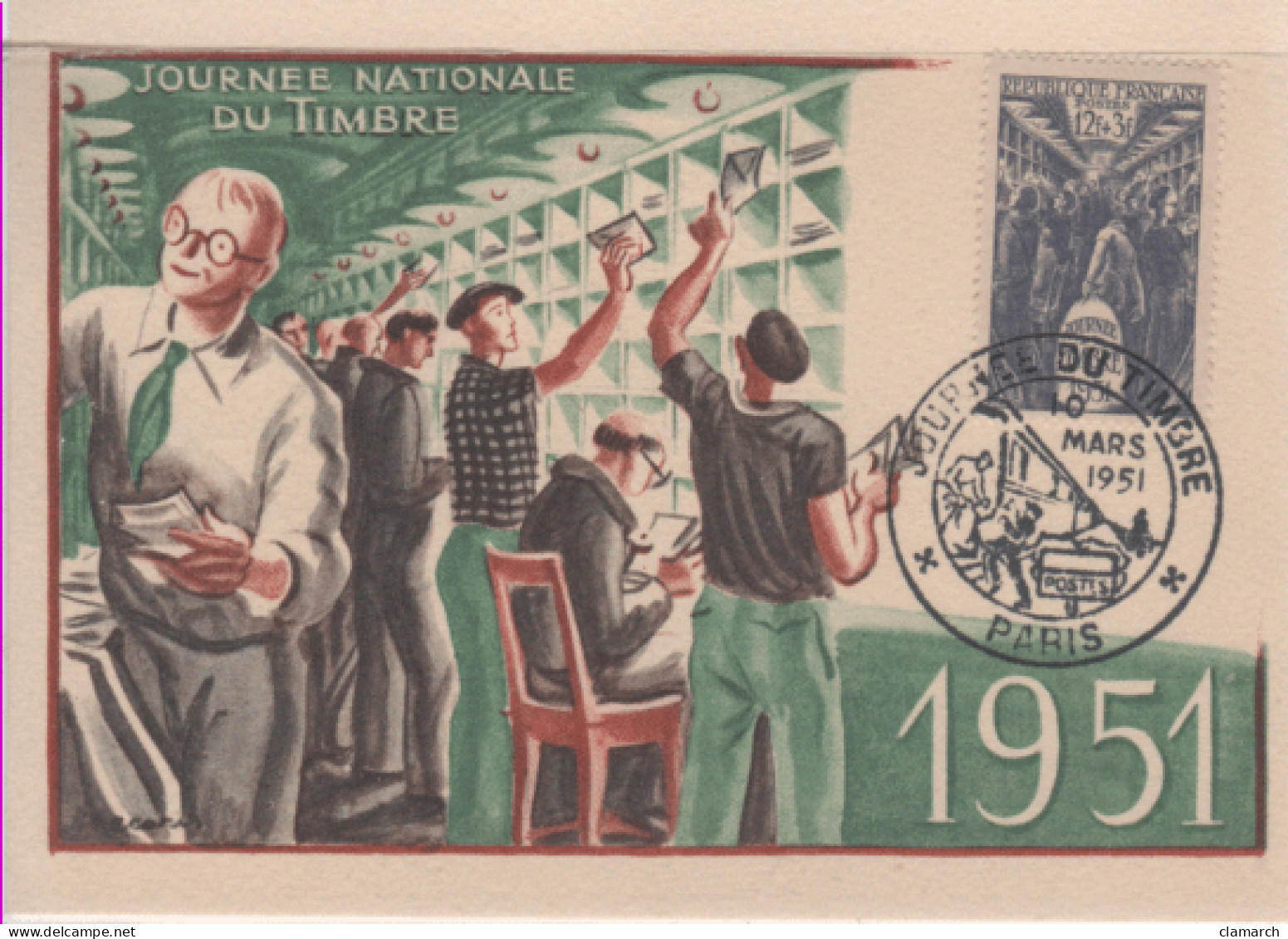 FRANCE-Carte Maximum-Journée Nationale Du Timbre 1951-Wagon Postal-cachet De Paris Du 10.03.51 - 1940-1949