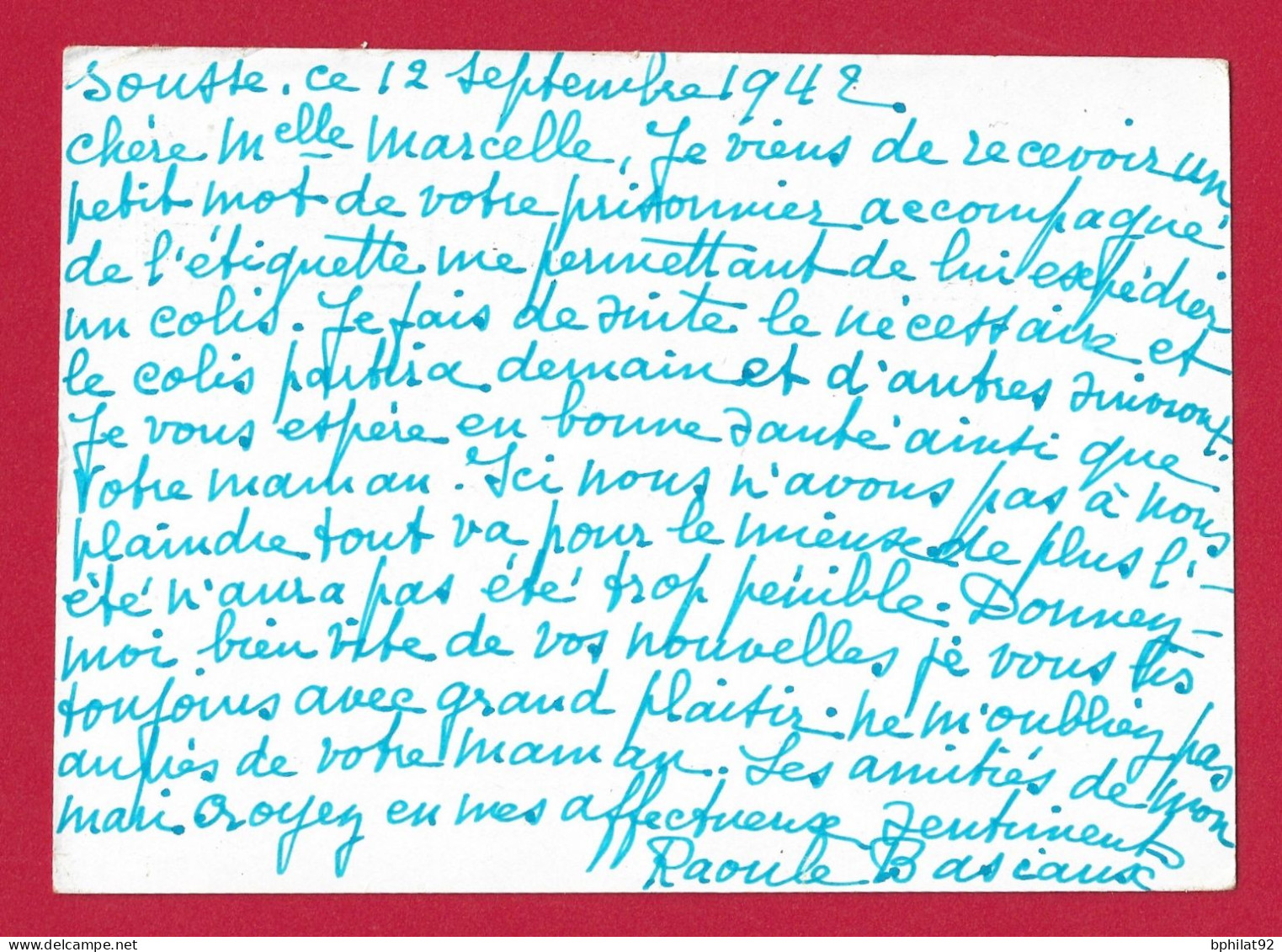 !!! TUNISIE, ENTIER POSTAL PAR AVION DE SOUSSE POUR LA FRANCE DE 1942 - Poste Aérienne