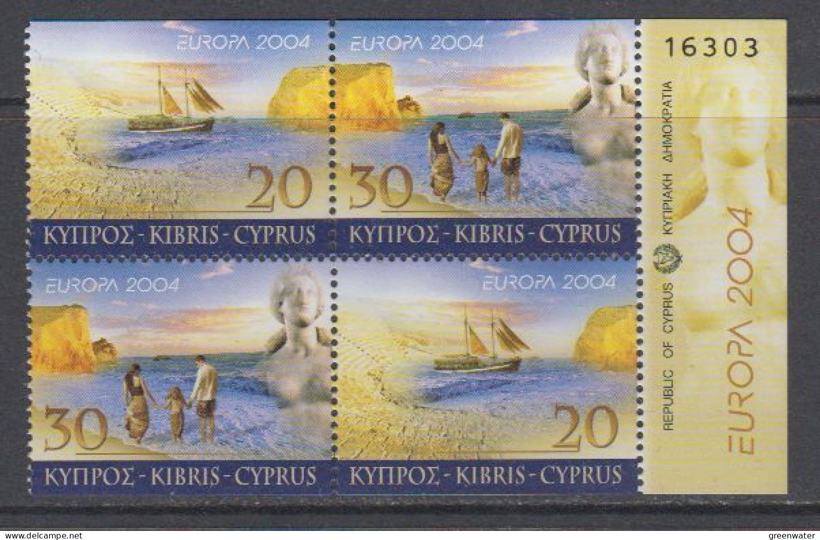 Europa Cept 2004 Cyprus 2x2v From Booklet (+margin)  ** Mnh (59438A) Rock Bottom - 2004